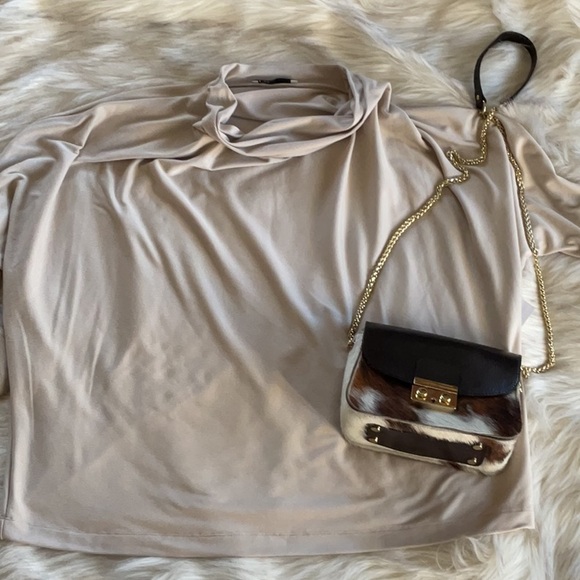 Cream Mock Neck with Dolman Sleeve Blouse - Picture 2 of 7